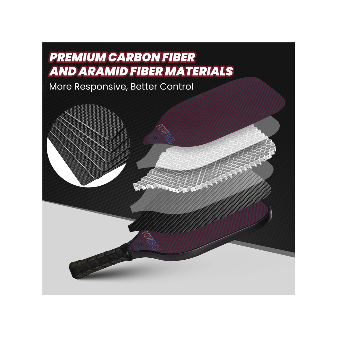 KVLR POWTROL Pickleball | Carbon Fiber and Aramid Fiber in One Paddle for Advanced Power & Control